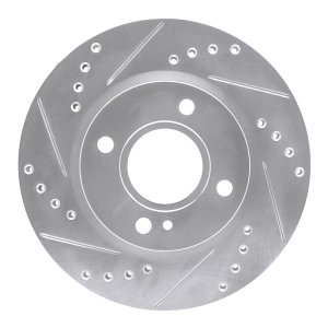 Ford Fiesta Brake Rotor (1) - Front Left - R1 Concepts - Drilled & Slotted - Silver - `11-`19